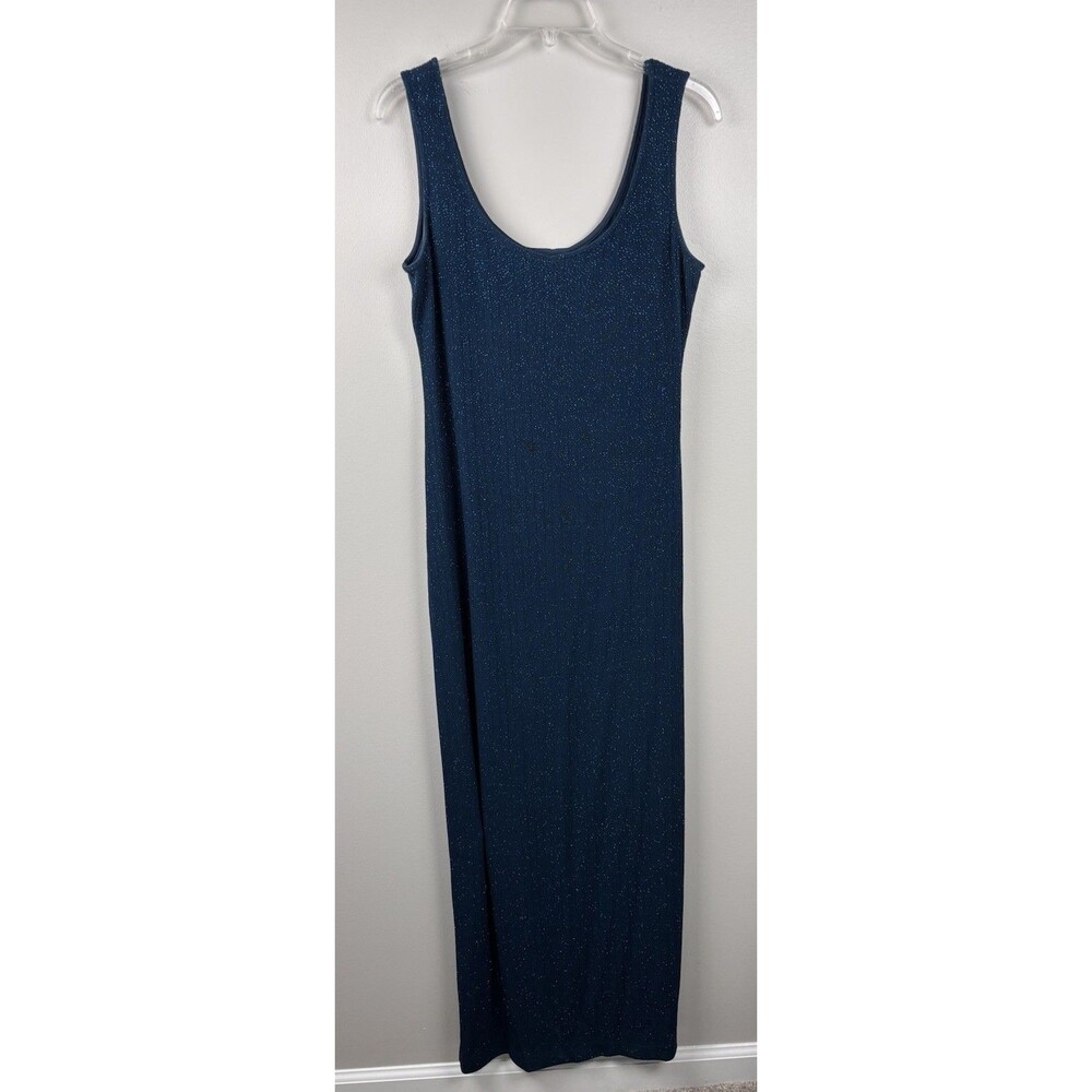 Alex Evenings Aqua Blue Glitter Formal Evening Gown Dress Maxi Length Size 14/16 - Picture 7 of 8
